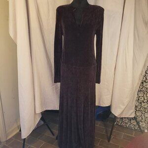 Women's Rae Gold Fiber Design Purple Knit Maxi Dress - M